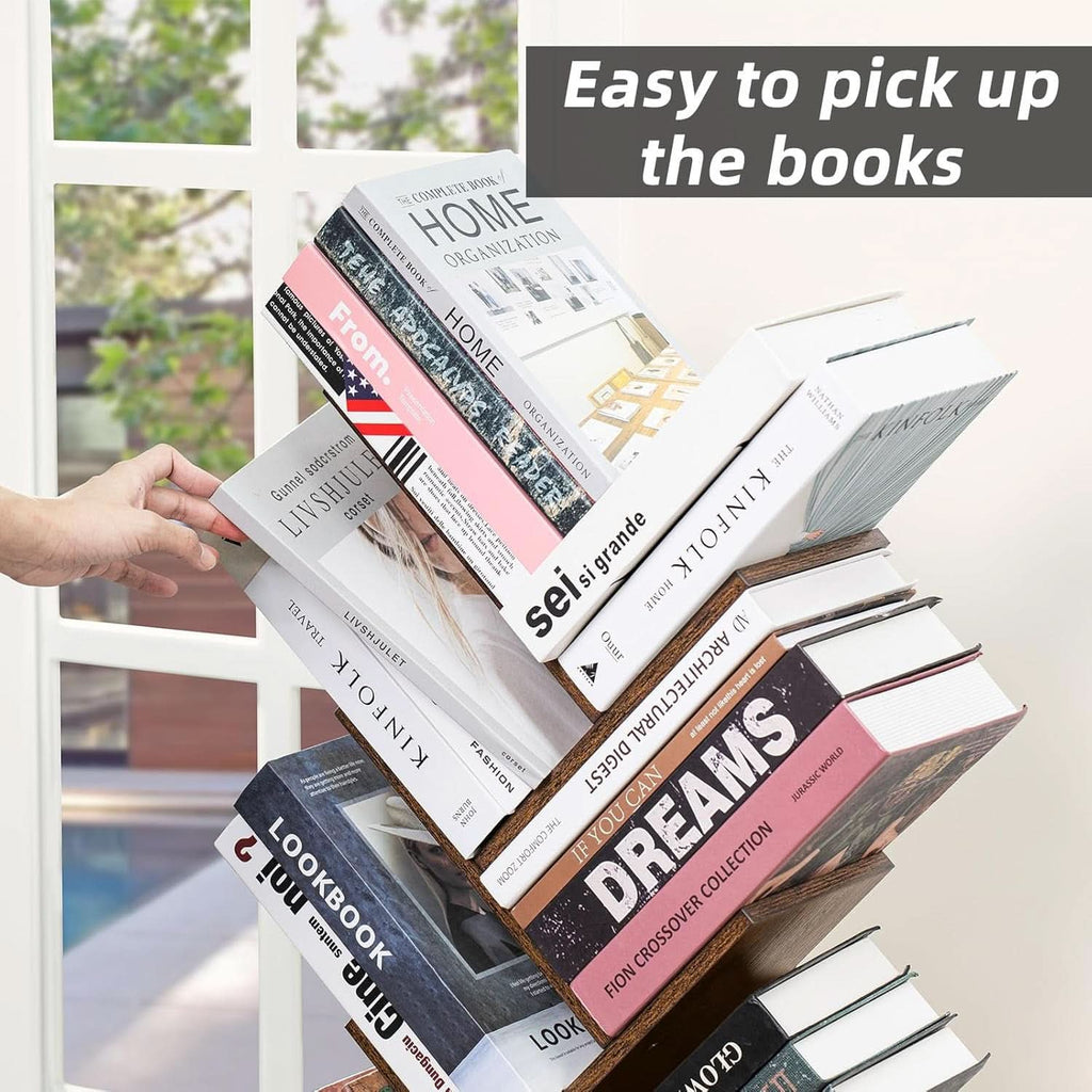 10-Tier Tree Bookshelf — Brown Wood