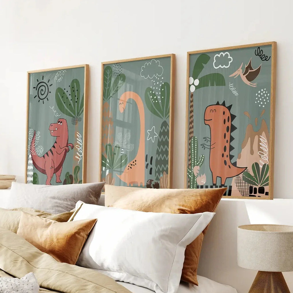 Green Dinosaur Kids Wall Art