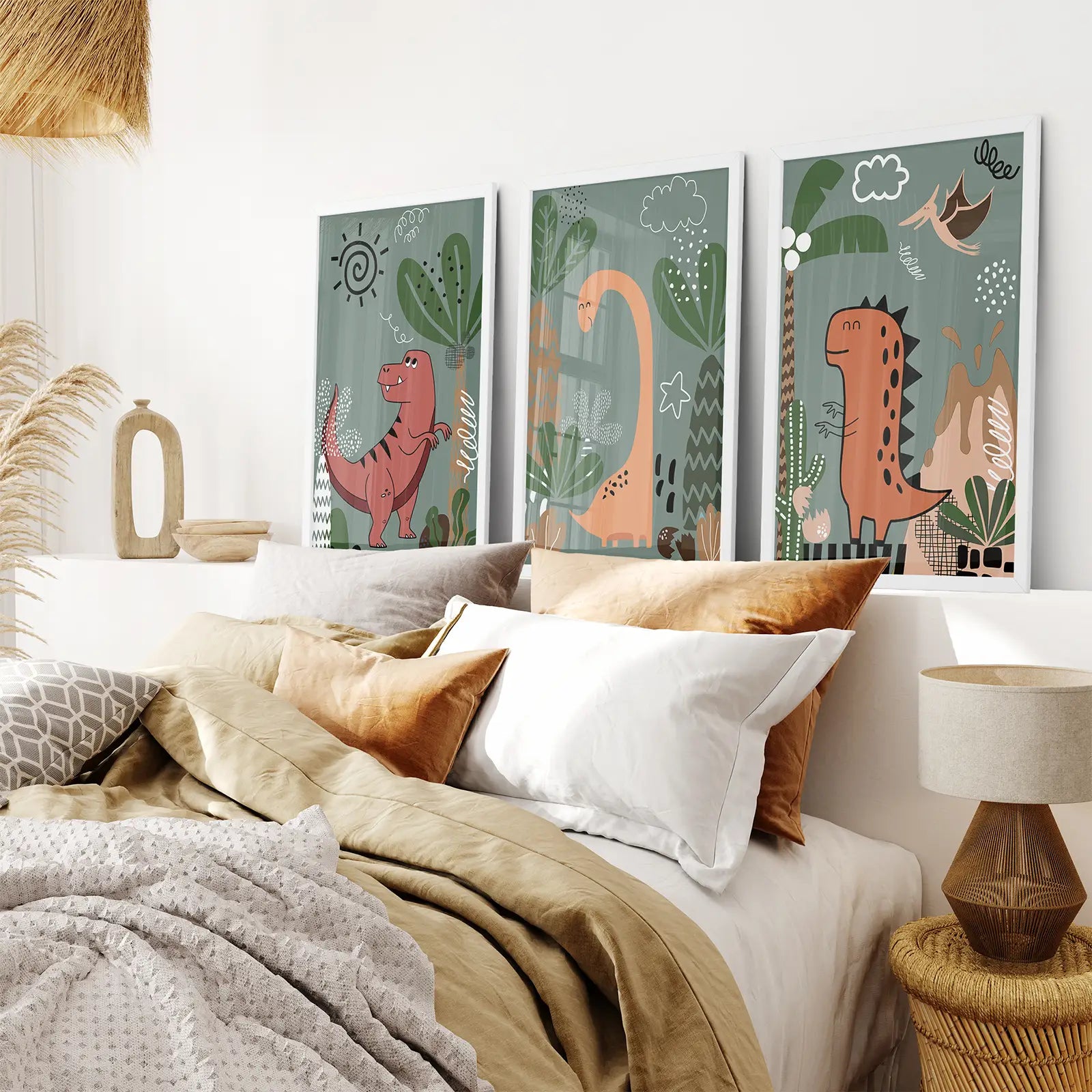 Green Dinosaur Kids Wall Art