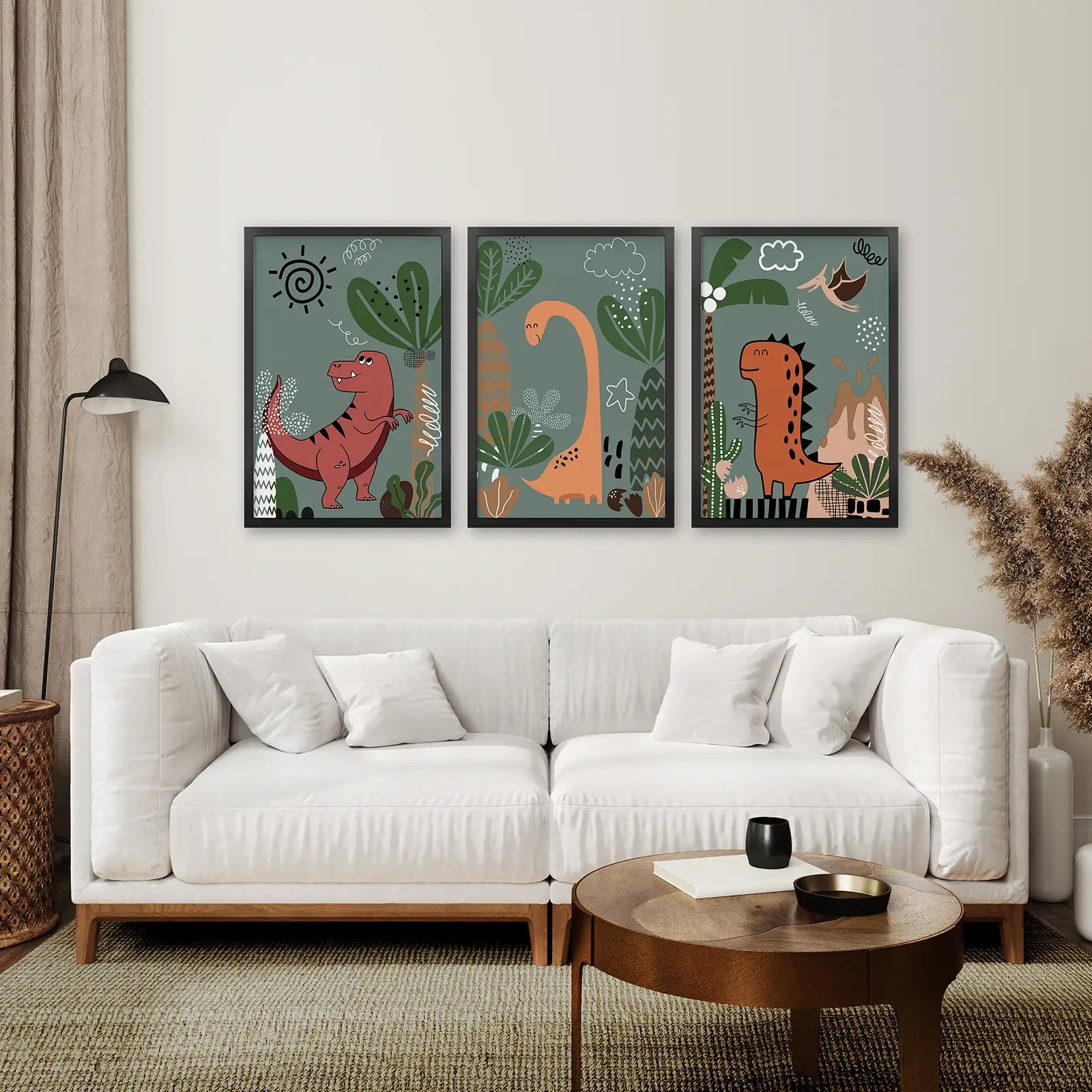 Green Dinosaur Kids Wall Art