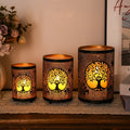 7" H Etched Metal Candle Holder Christmas Decorations Lantern