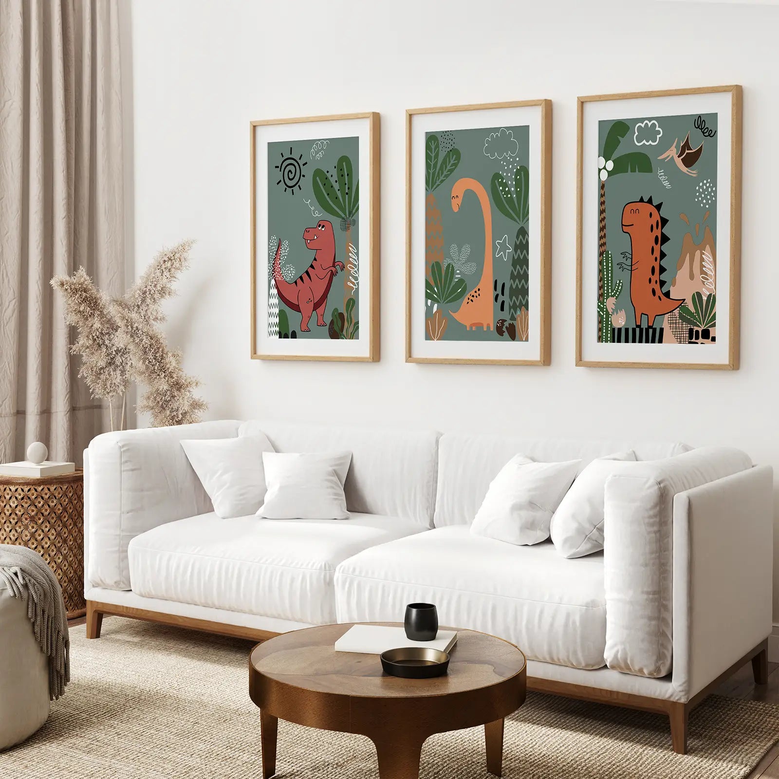 Green Dinosaur Kids Wall Art
