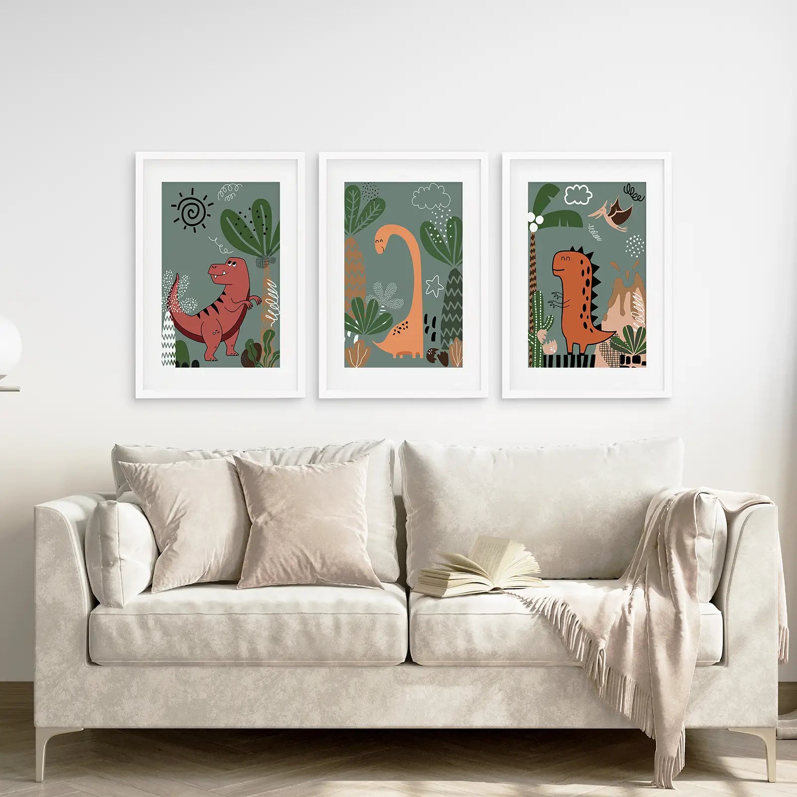 Green Dinosaur Kids Wall Art