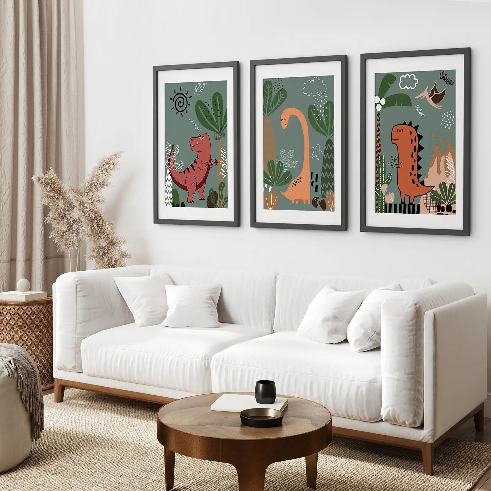 Green Dinosaur Kids Wall Art
