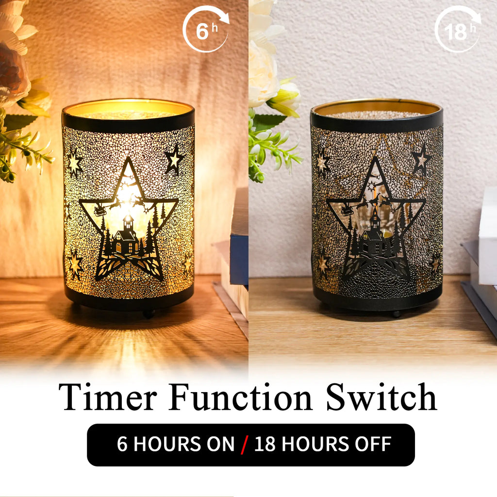 6.5" H Etched Metal Table Lamp Battery Operated Lamp