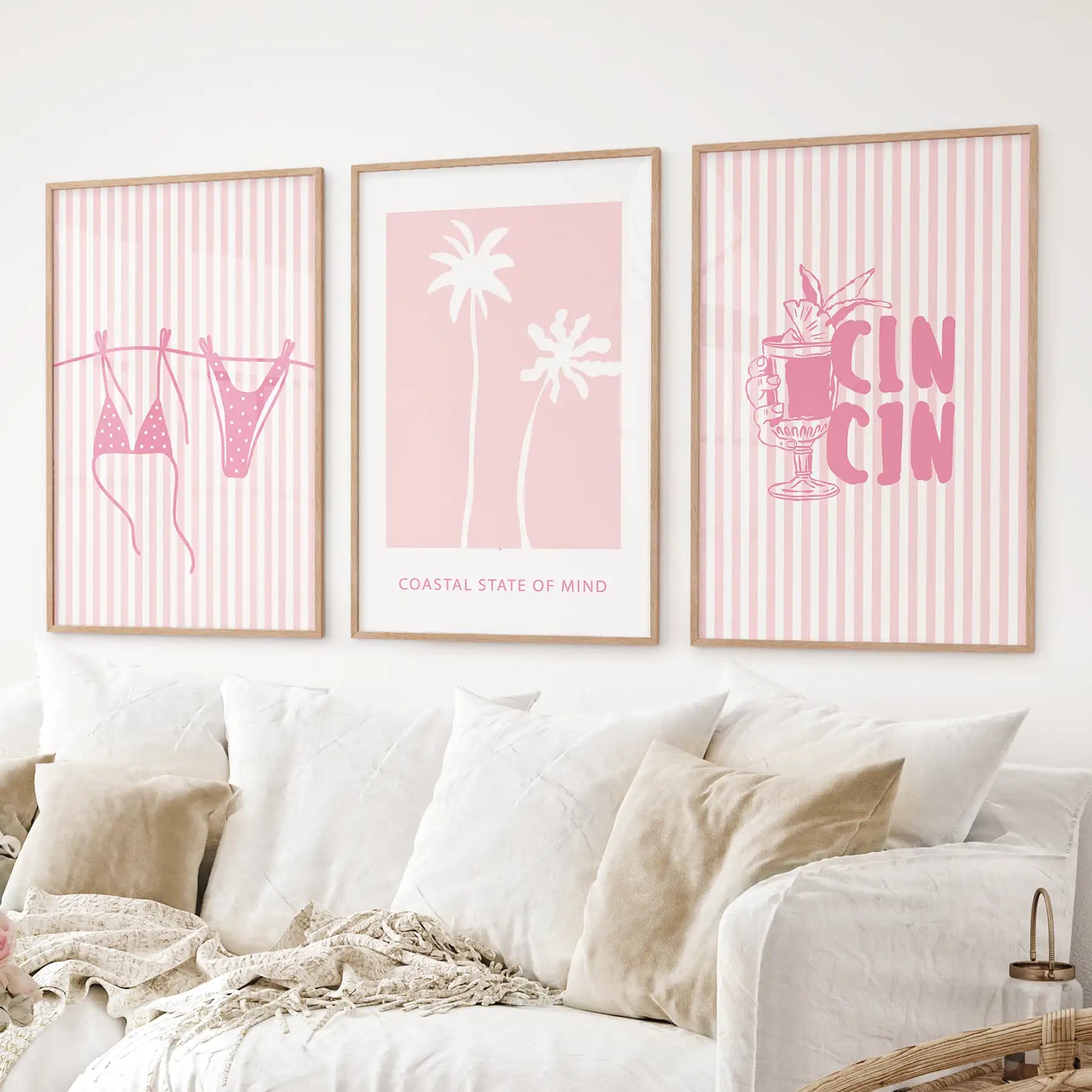 Coastal Pink Summer Prints (Set of 3)