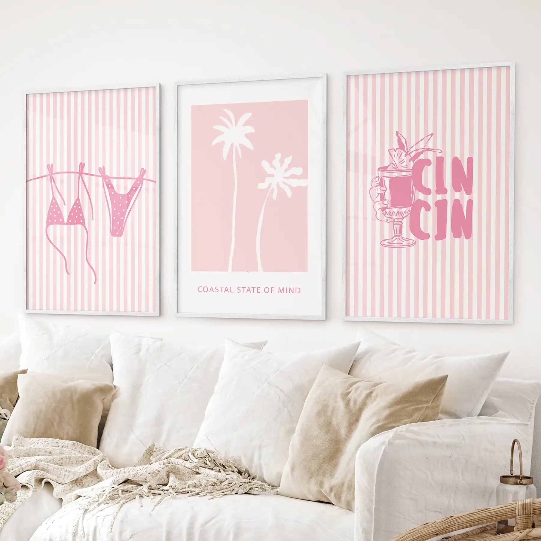 Coastal Pink Summer Prints (Set of 3)